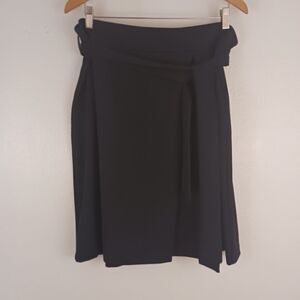 Worthington black Skirt faux wrap Belted Tie A-line knee length size 18P